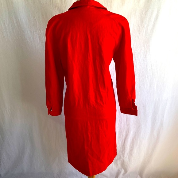 Vintage 1970s Red Wool Button Down Dress Sz 12 - Picture 2 of 11